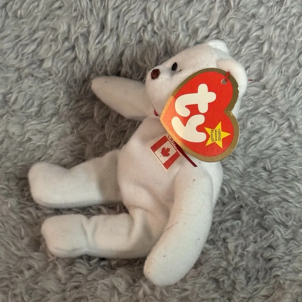 Ty Teenie Beanie Baby Maple the Bear Plush Canada White Teddy McDonald's Toy